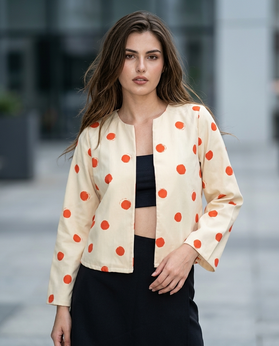 Instagram Reel Outfit Polka Statement Jacket