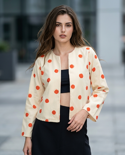 Instagram Reel Outfit Polka Statement Jacket