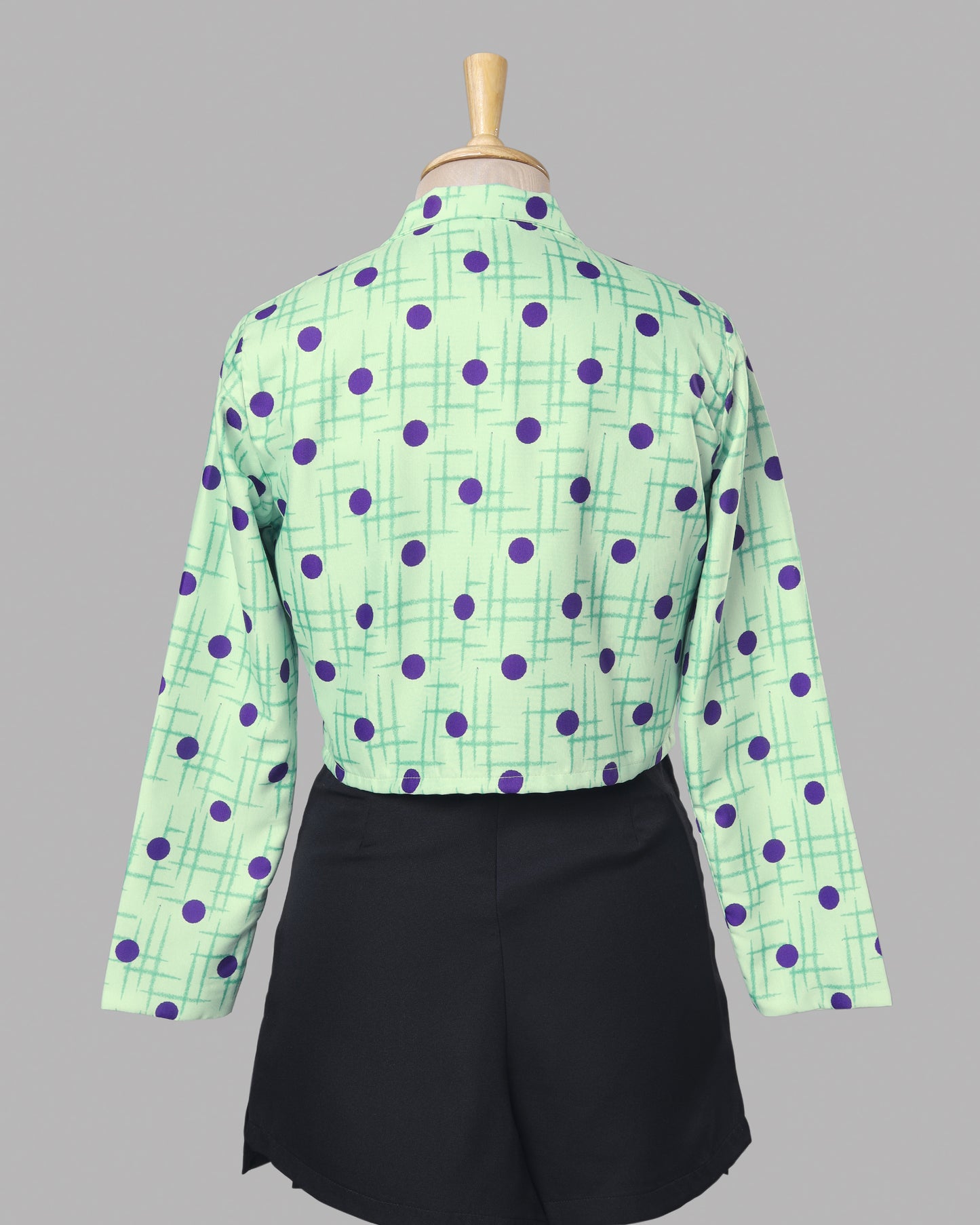 Viral Soft Girl Mint Dot Cropped Jacket