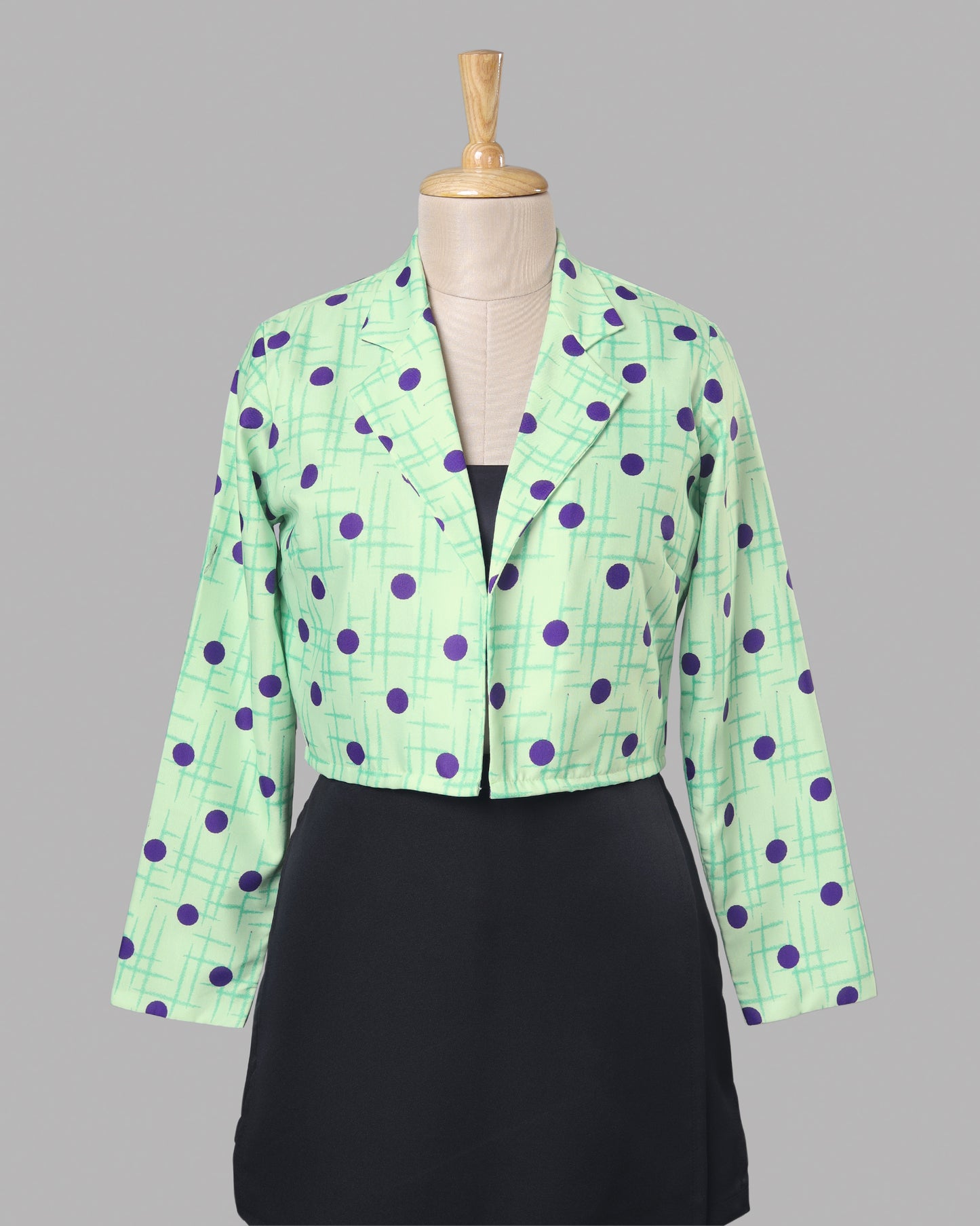 Viral Soft Girl Mint Dot Cropped Jacket