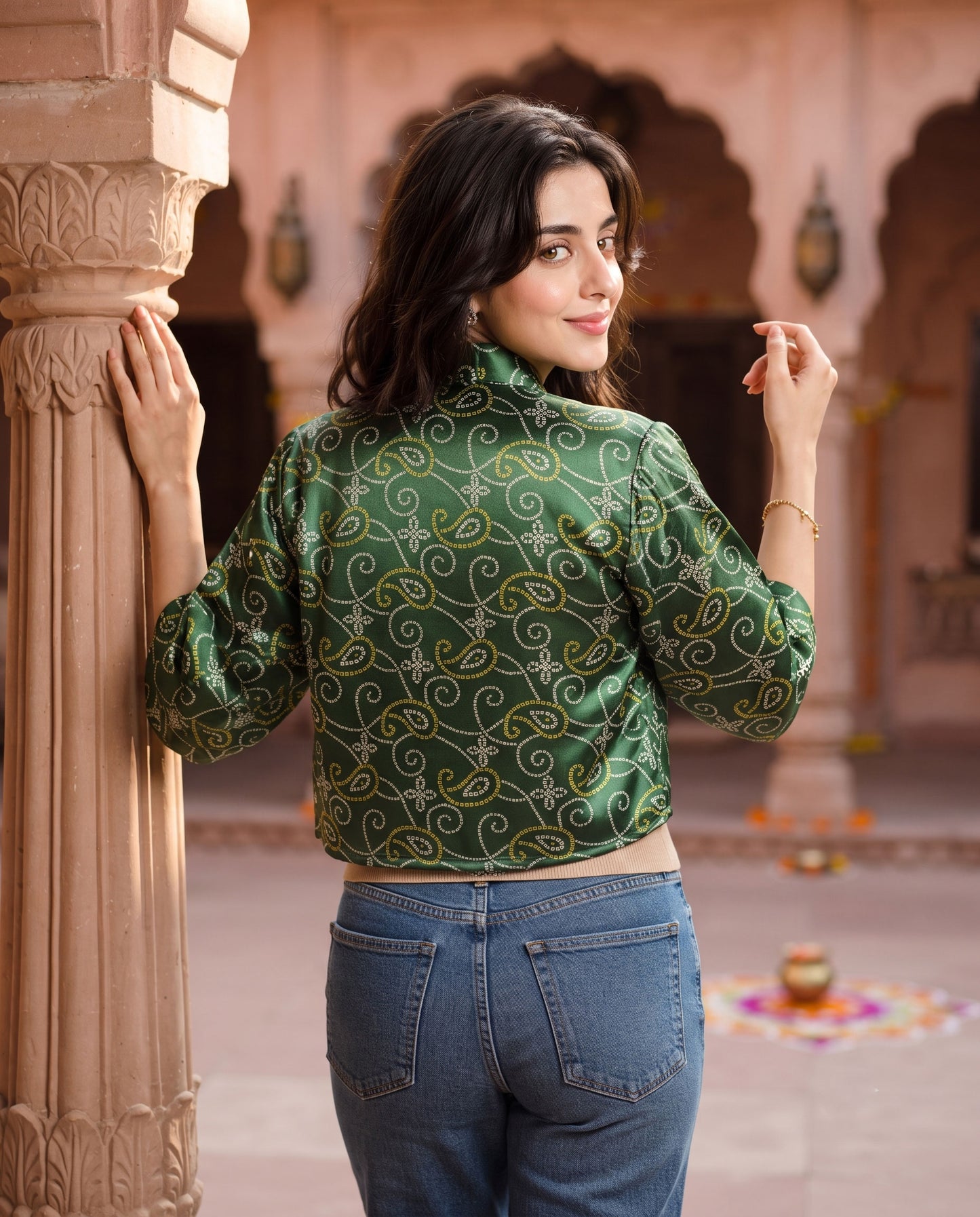 Viral Festive Pick - Premium Green Printed Jacket 🚨