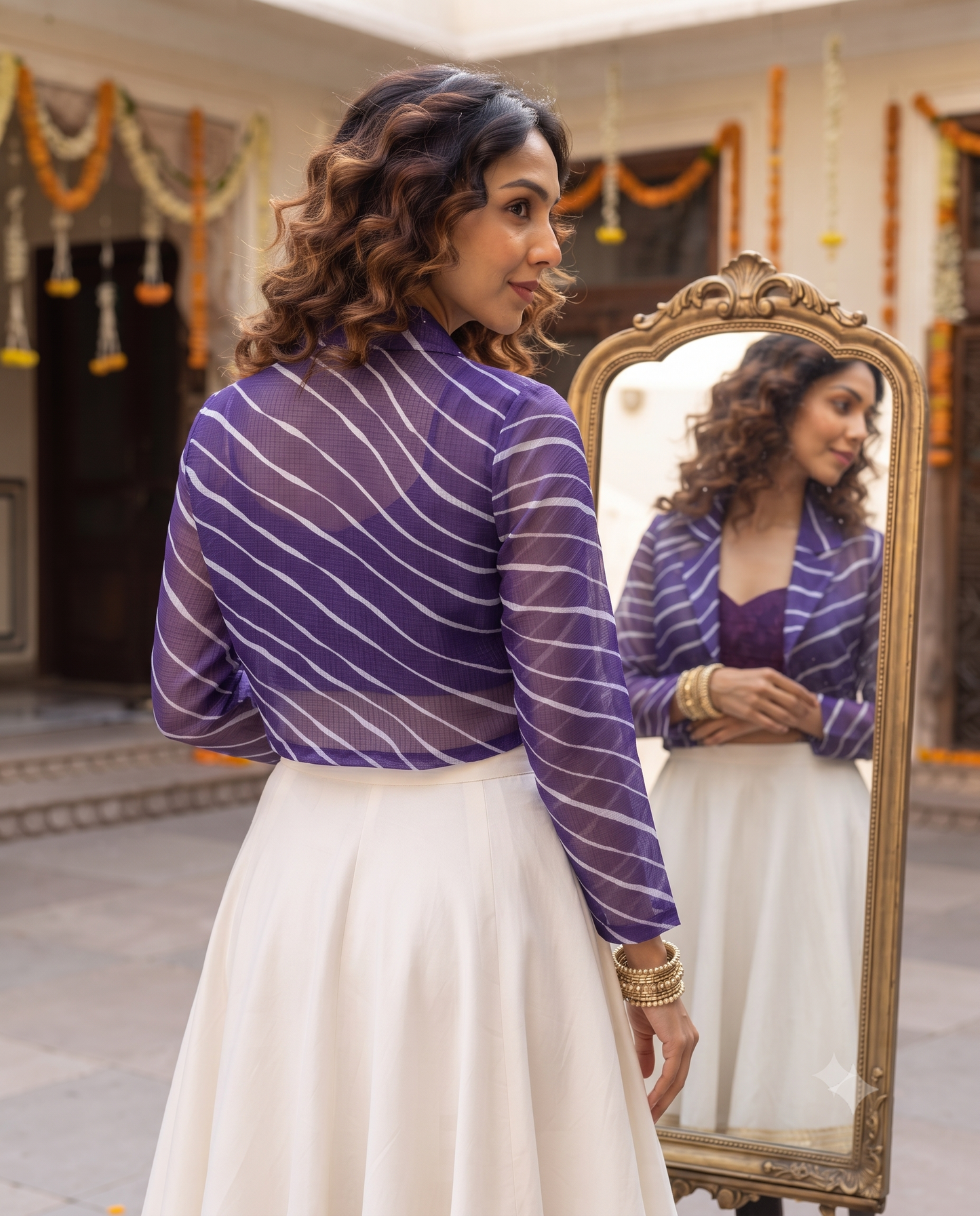 💃 Dance Floor Ready – Leheriya Bandhani Luxe Women's Jacket