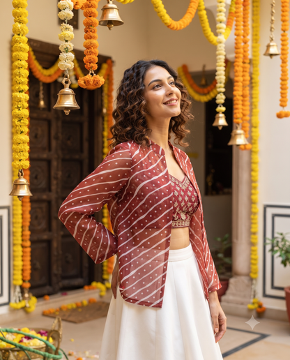 🎉 Festival Ready – Ethnic Fusion Women's Leheriya Women's Jacket