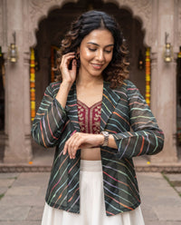 🔥 Own Every Celebration – Premium Black Leheriya Women's Jacket