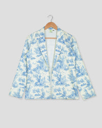 Spring's Chic Cover-Up: Women's Toile Print Jacket