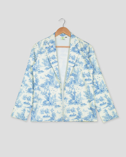Spring's Chic Cover-Up: Women's Toile Print Jacket
