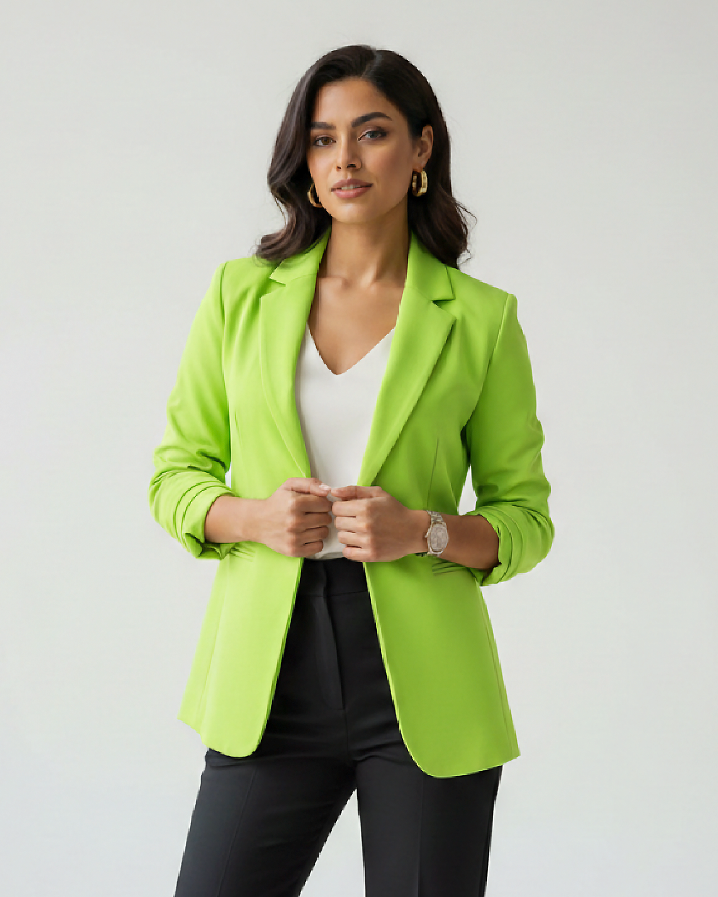 Solid Edit : Plain Kelly Green Jacket For Women