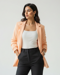Solid Edit : Plain Light Orange Jacket For Women