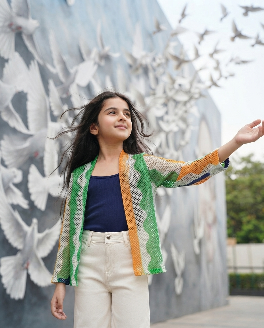 Nation First Jacket For Girls - Styled in Freedom Colors