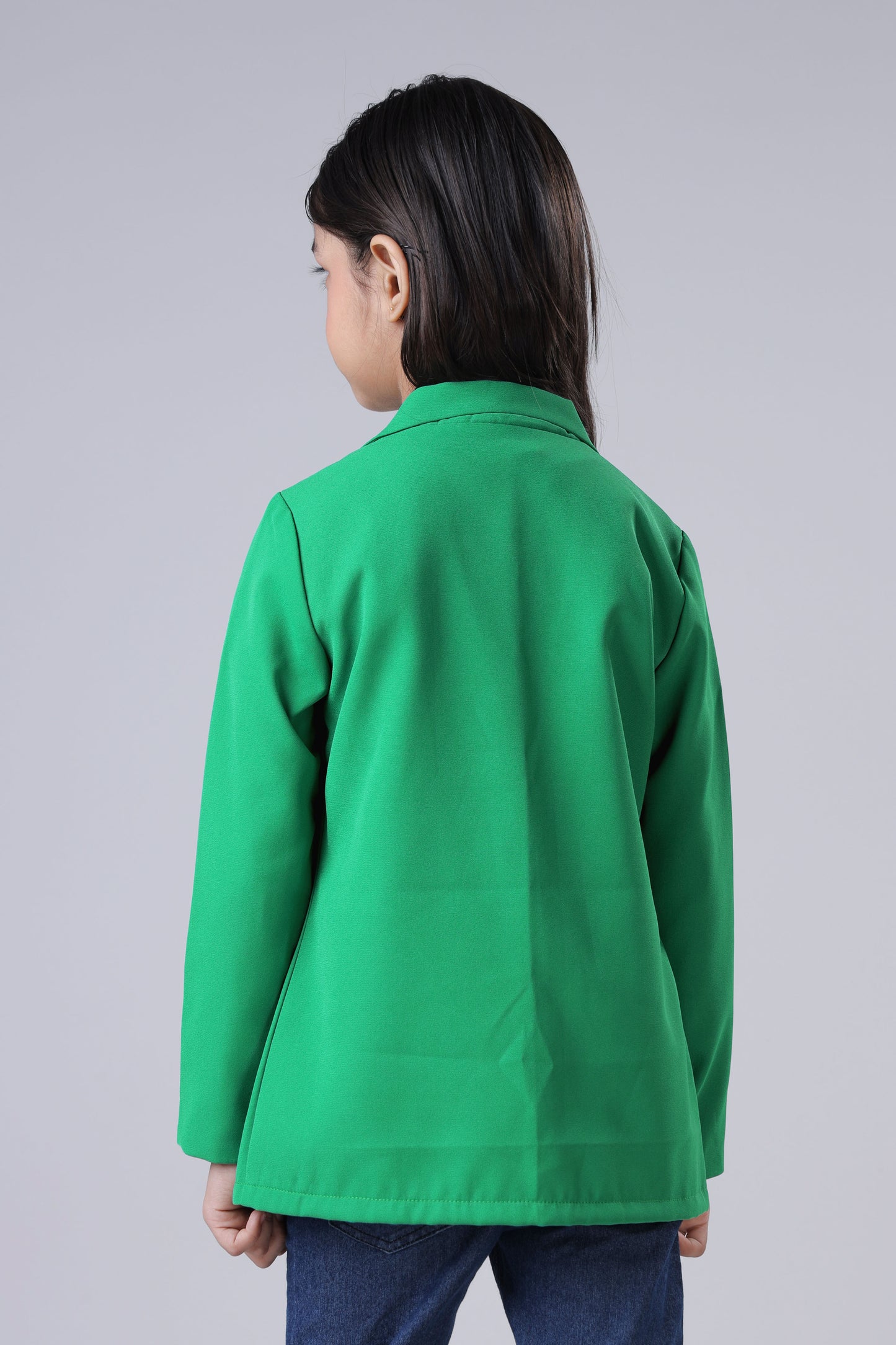 Girls Modern Solid Green Jacket