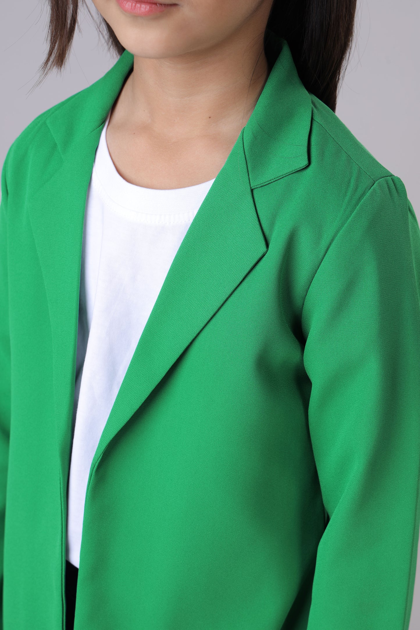 Girls Modern Solid Green Jacket