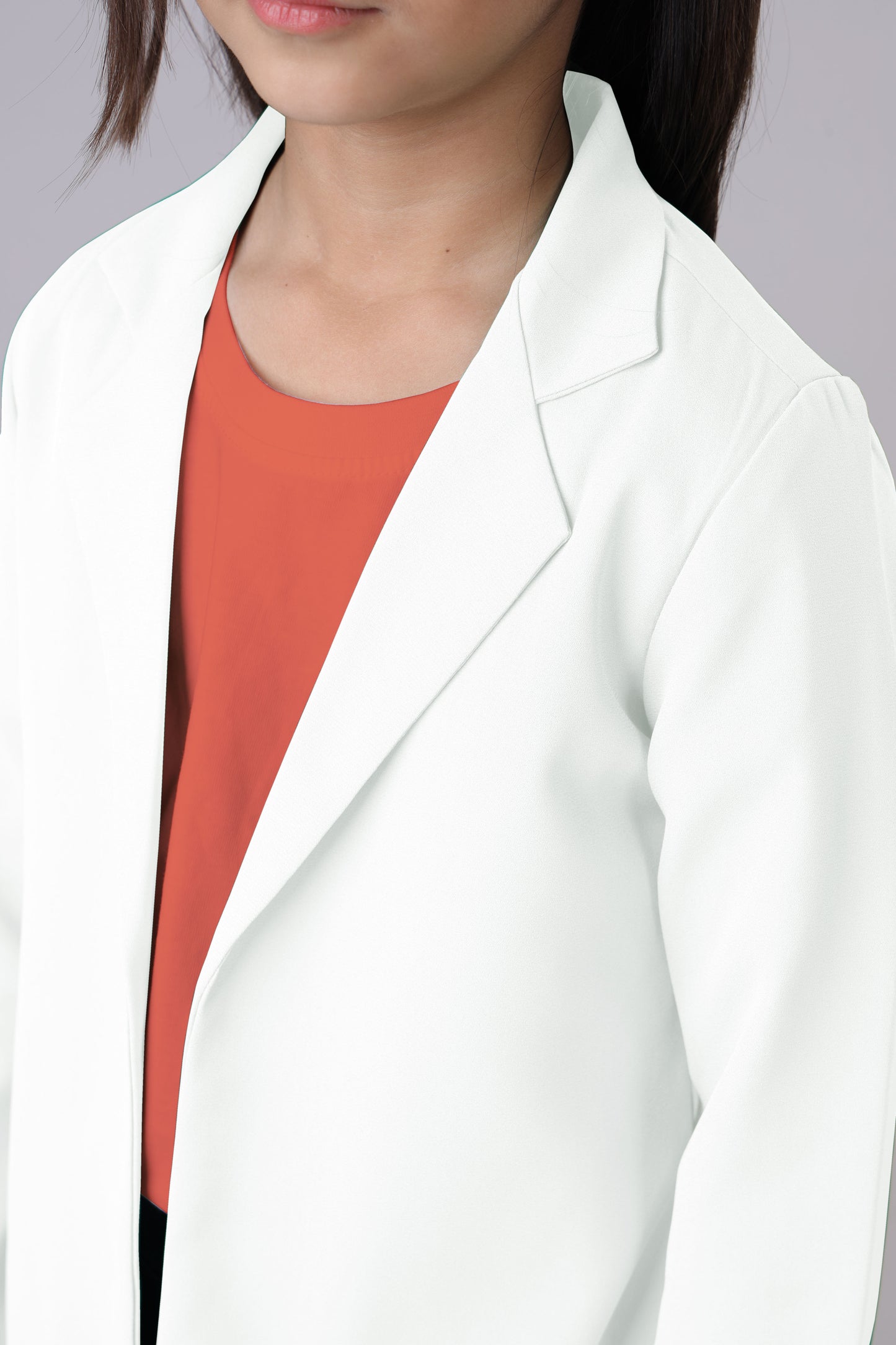 Girls Modern Solid White Jacket