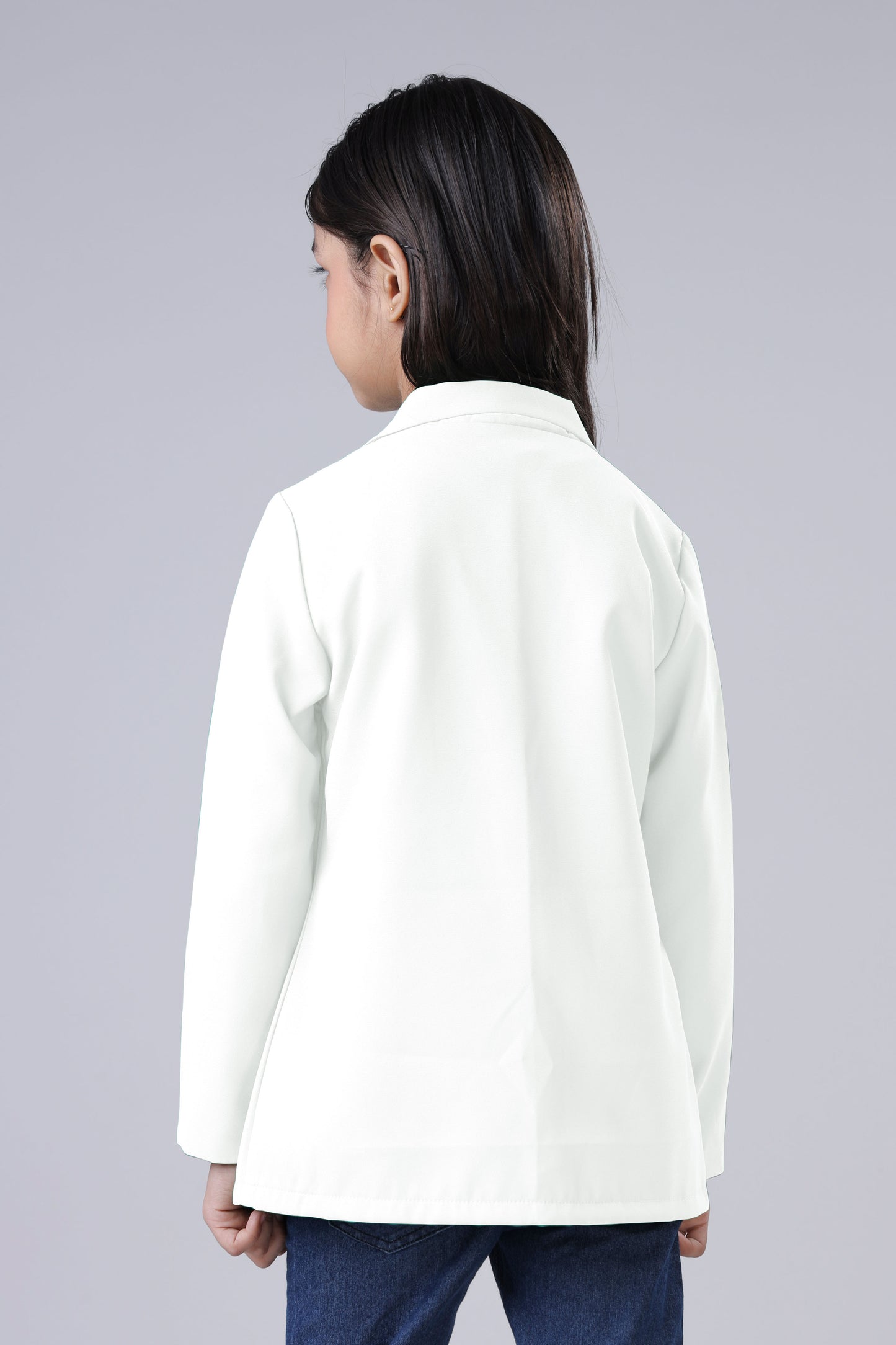 Girls Modern Solid White Jacket