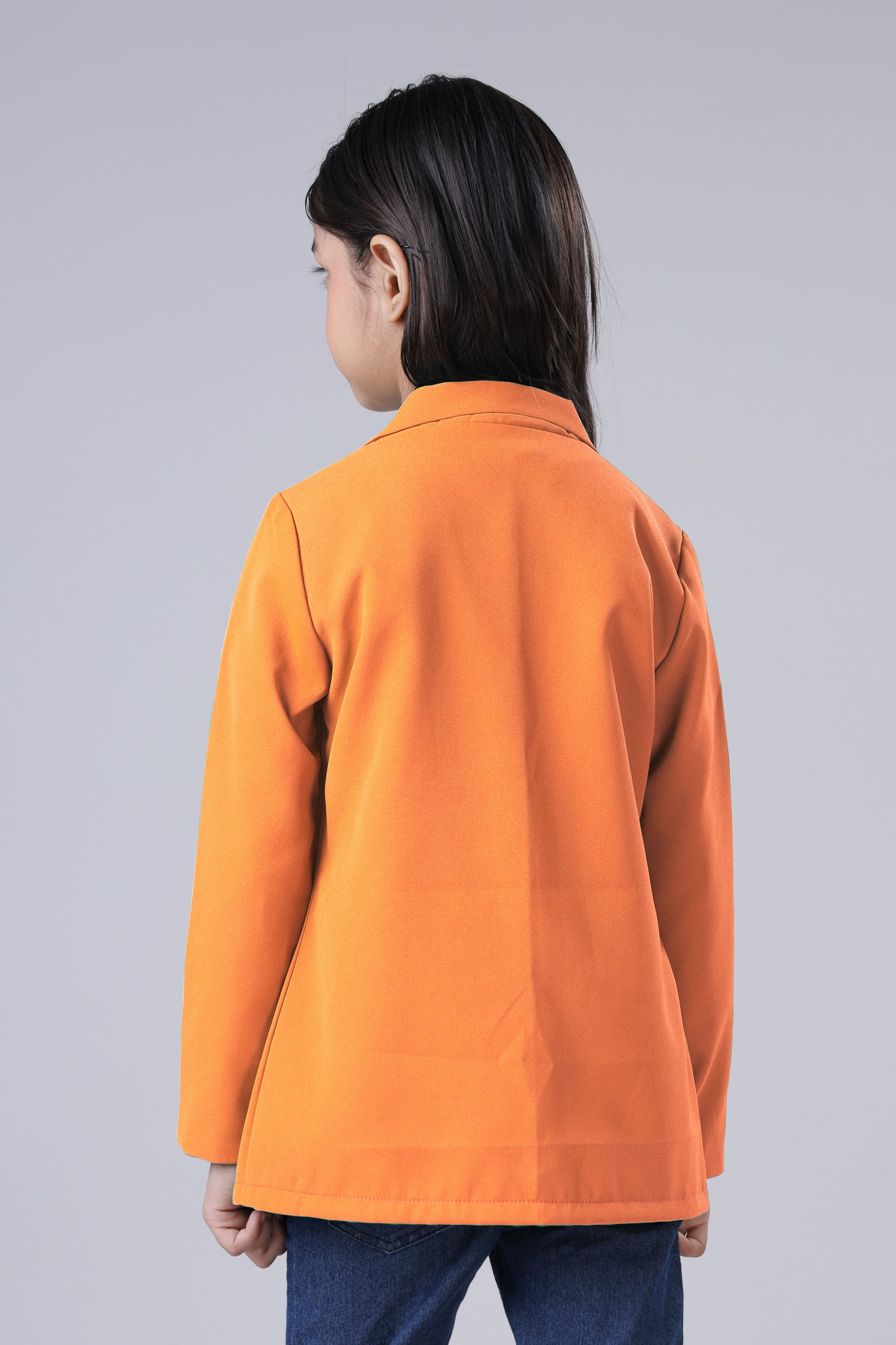 Girls Modern Solid Orange Jacket