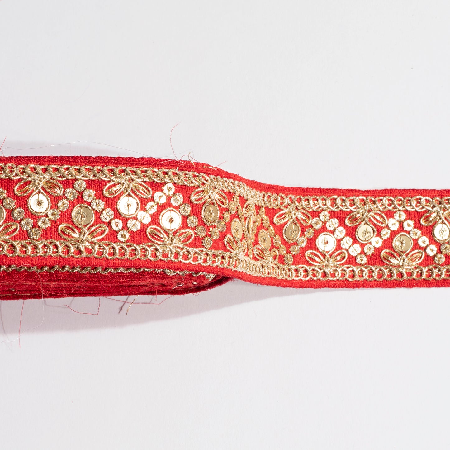 Zardosi Work Weaving Magic on Red Fancy Lace (9 Mtr)