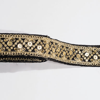 Zardosi Work Weaving Magic on Black Fancy Lace (9 Mtr)