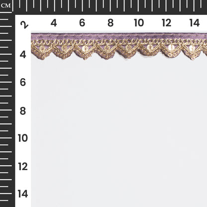 Zardosi Embellished Purple Triangle Scalloped Lace (9 Mtr)
