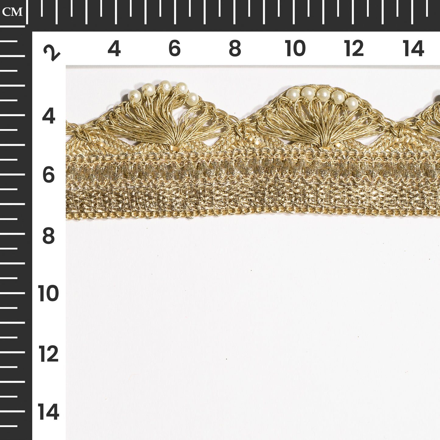 Golden Zari Thread Pearl Work Fancy Lace (9 MTR)