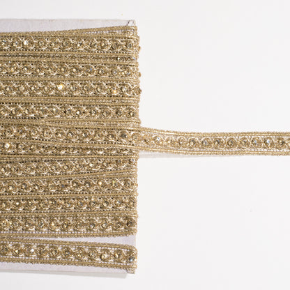 Exquisite Golden Stone Cut Work Embroidered Lace (9 MTR)