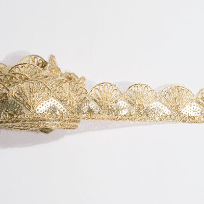 Trellis Design Enhanced with Sequins and Zari Lace (9 Mtr)