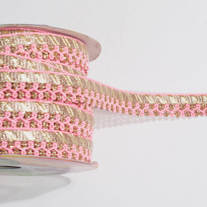 Pink Resham Twist in Golden Zari Lace (18 Mtr)