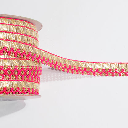 Fuchsia Resham Twist in Golden Zari Lace (18 Mtr)