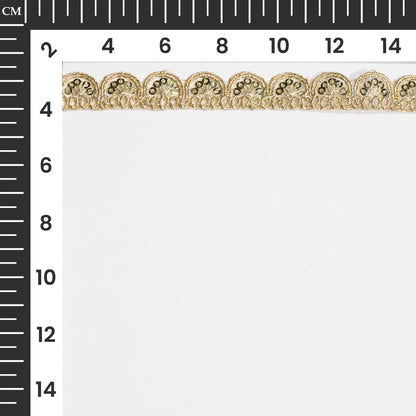 Golden Zari Sequins Thread Work Scalloped Lace (18 MTR)