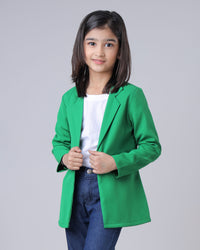 Girls Modern Solid Green Jacket