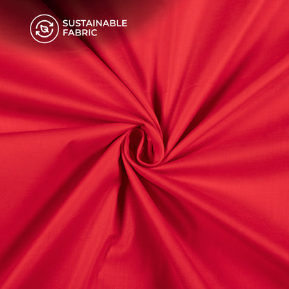 Candey Red Plain Glazed Cotton Fabric