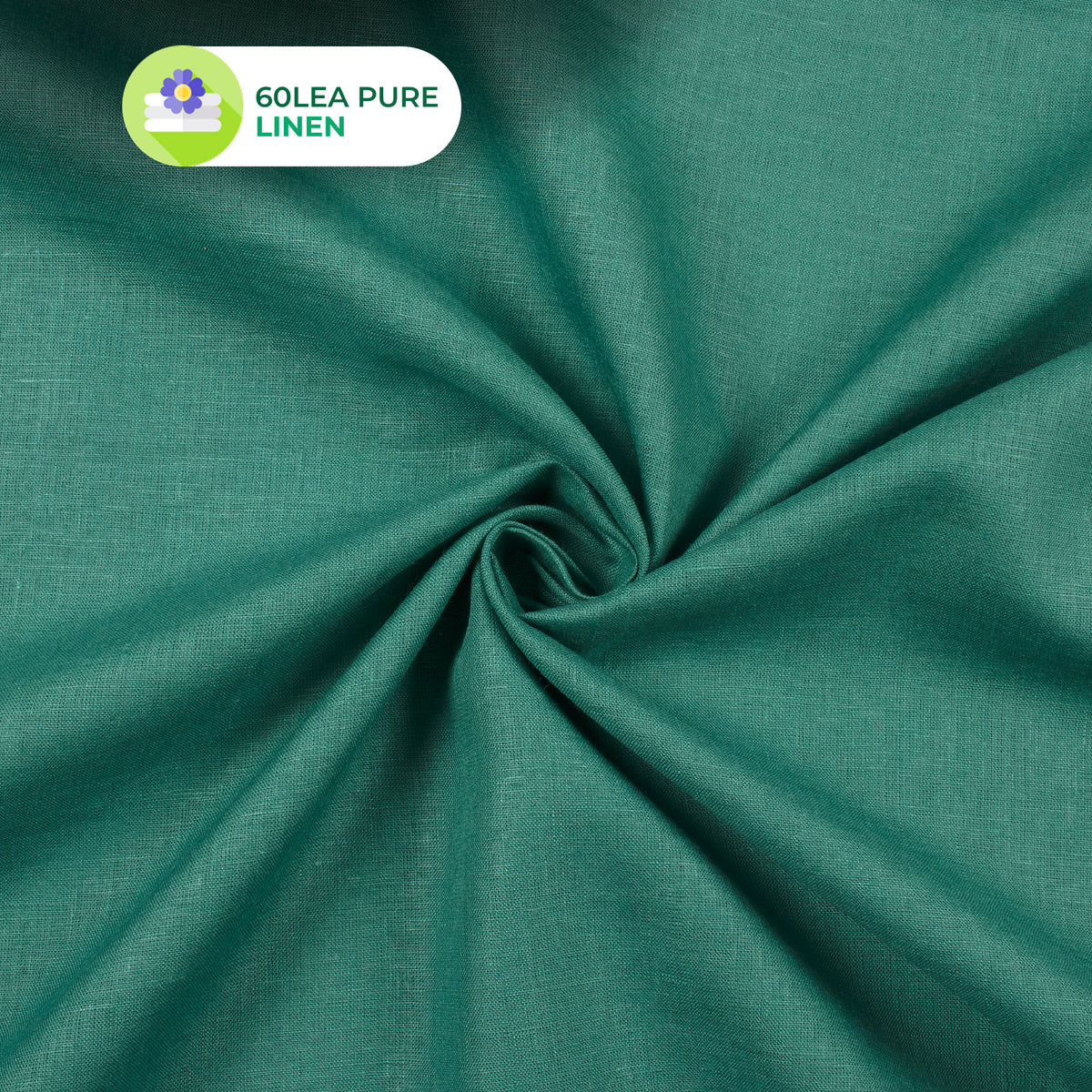 Plain Green 60 LEA Pure Linen Fabric (Width 58 Inches)