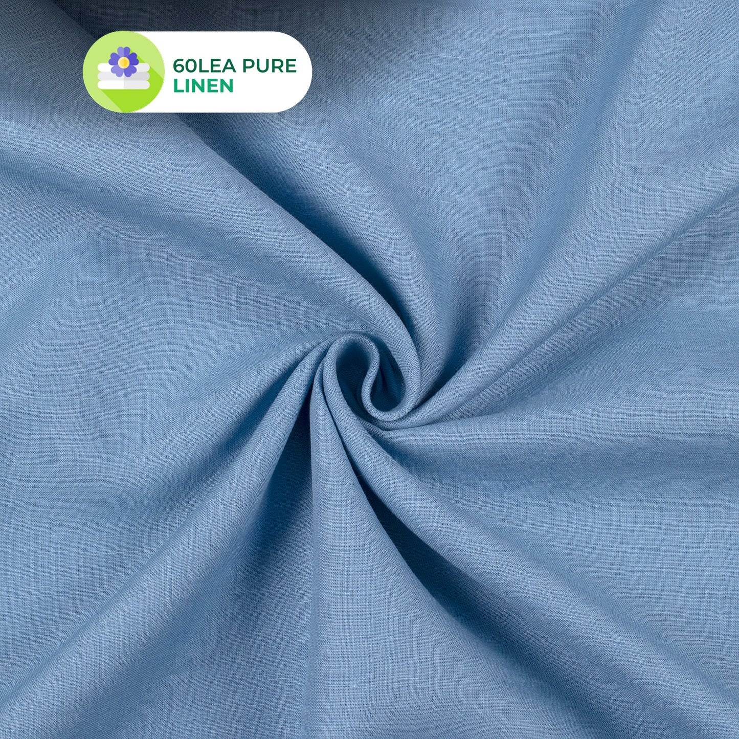 Plain Powder Blue 60 LEA Pure Linen Fabric (Width 58 Inches)