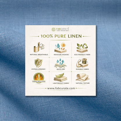 Plain Powder Blue 60 LEA Pure Linen Fabric (Width 58 Inches)