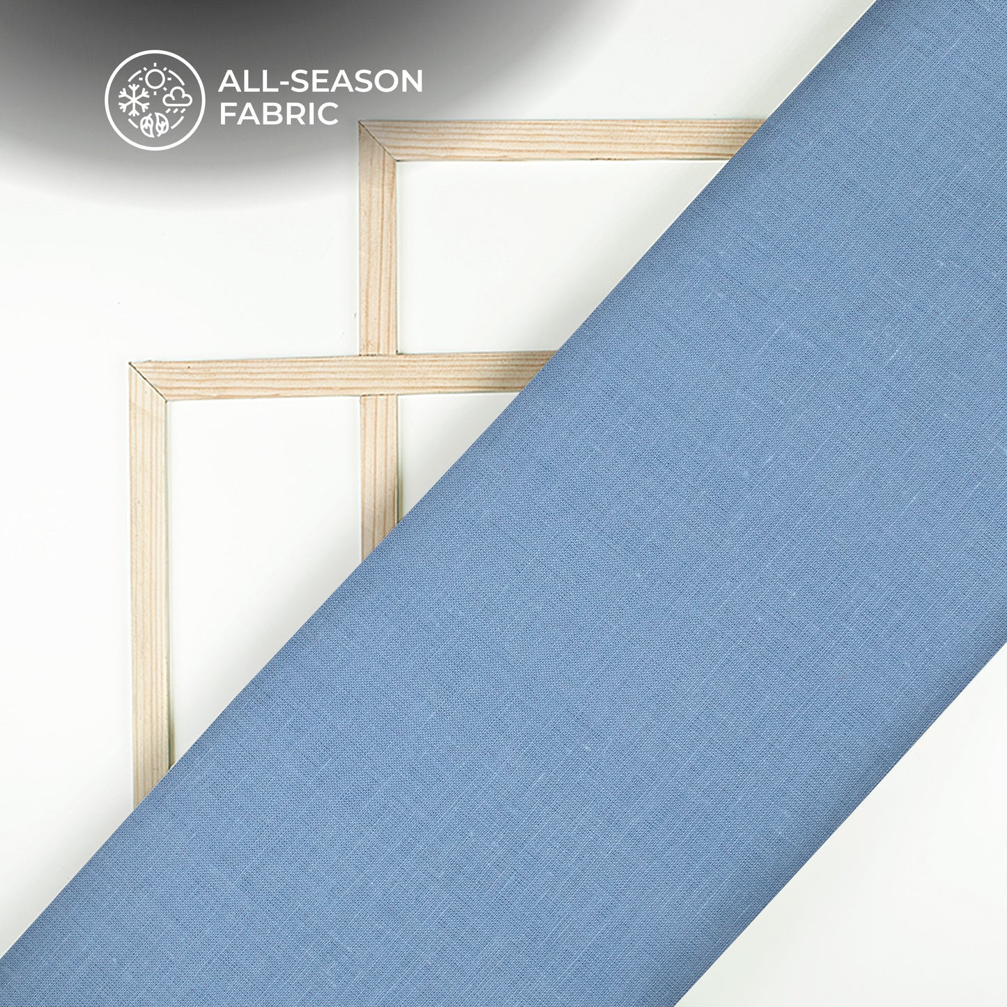 Plain Powder Blue 60 LEA Pure Linen Fabric (Width 58 Inches)