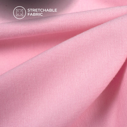Pink Stratched Modal Cotton Lycra Fabric (Width 70 Inches)