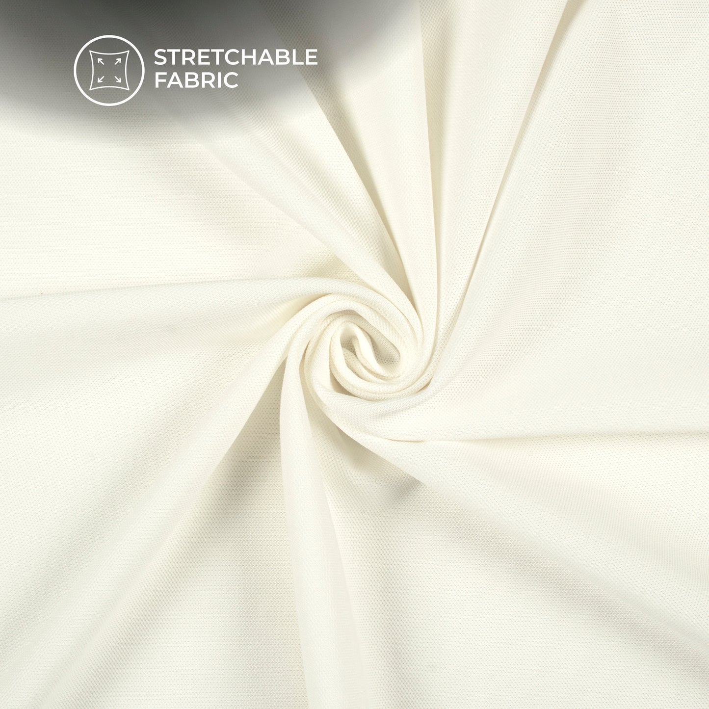 White Plain Stretch Cotton Fabric(Width 96 Inches)