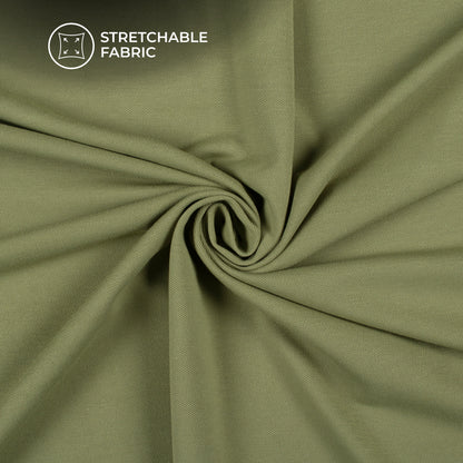 Fern Green Plain Stretch Cotton Fabric(Width 86 Inches)