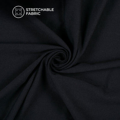 Navy Blue Plain Stretch Cotton Fabric(Width 86 Inches)