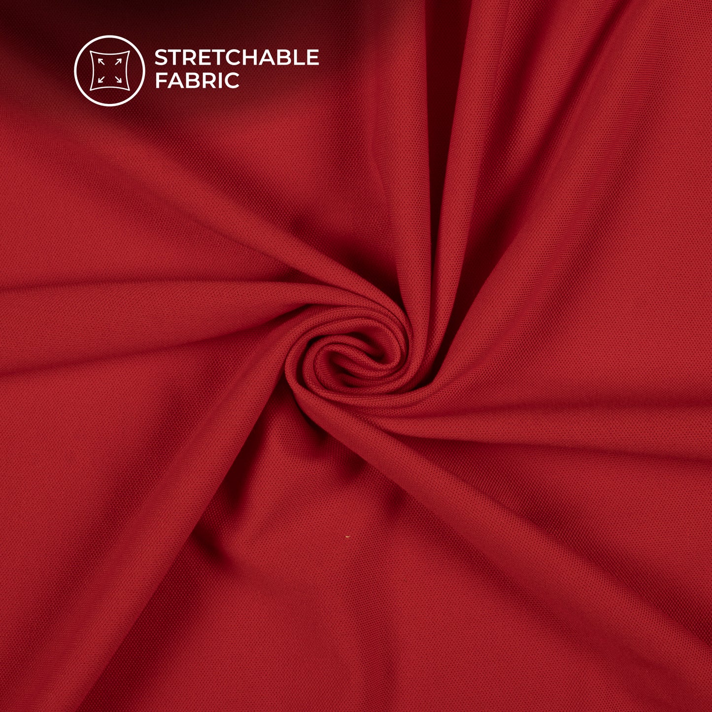 Red Plain Stretch Cotton Fabric(Width 96 Inches)