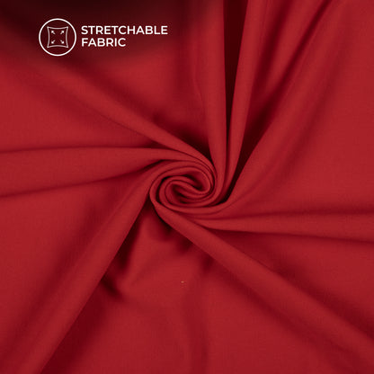Red Plain Stretch Cotton Fabric(Width 86 Inches)