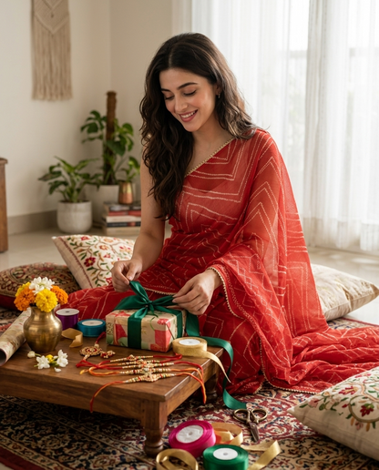 Merlot Red And White Bandhanii Pattern Digital Print Kota Doria Saree With Zari Lace Border