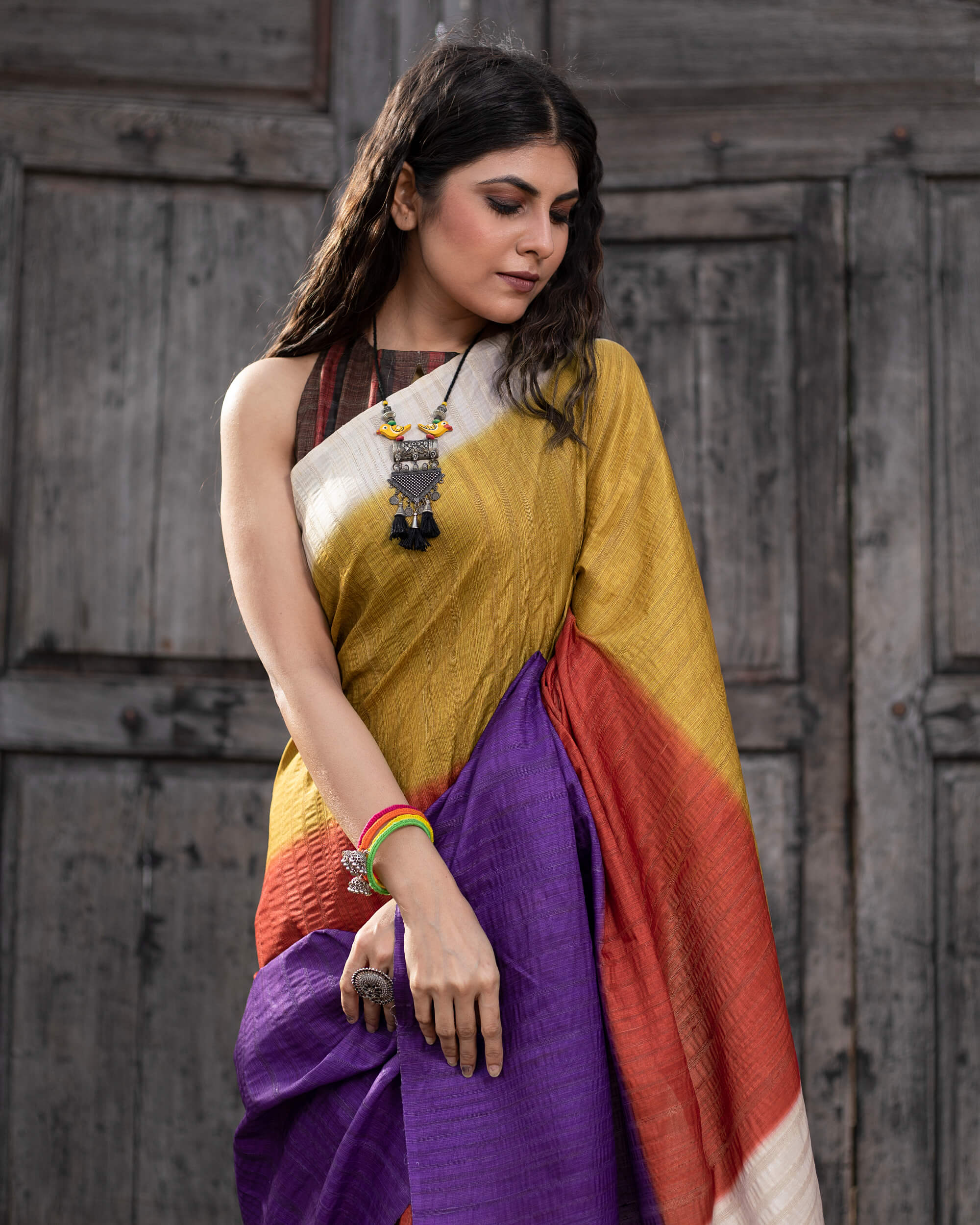 DOUBLE COLOUR KANCHEEPURAM SOFT SILK ALL OVER SAREES - PinkWinkGirl