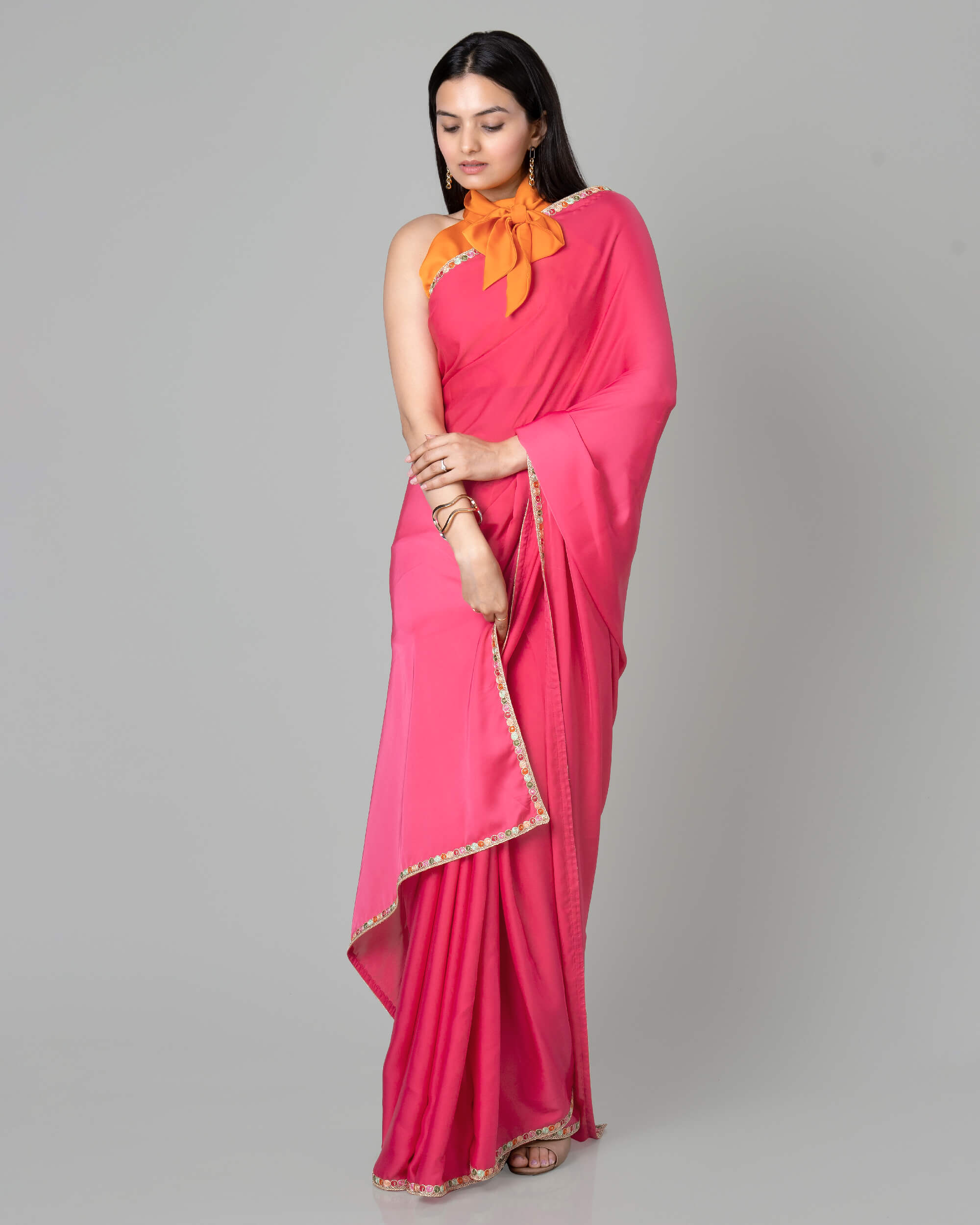 Solid/Plain Handloom Cotton Silk Plain Saree With Red Border For Women  (Black,Red) | Plain Black Saree | Silk Saree | Saree for Women | Saree