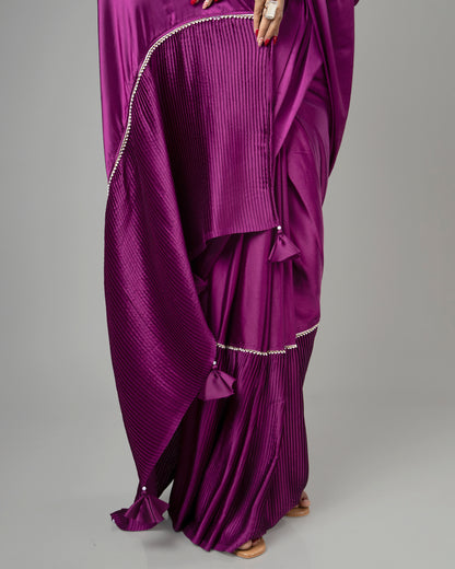 Glowing Rose Half Pleated Saree