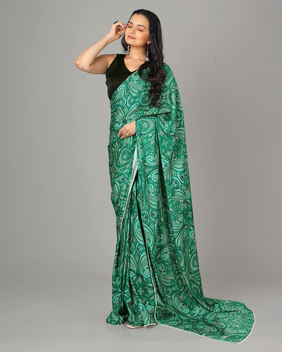 Exclusive Paisley Women's Designer Bollywood Pre-Draped Saree