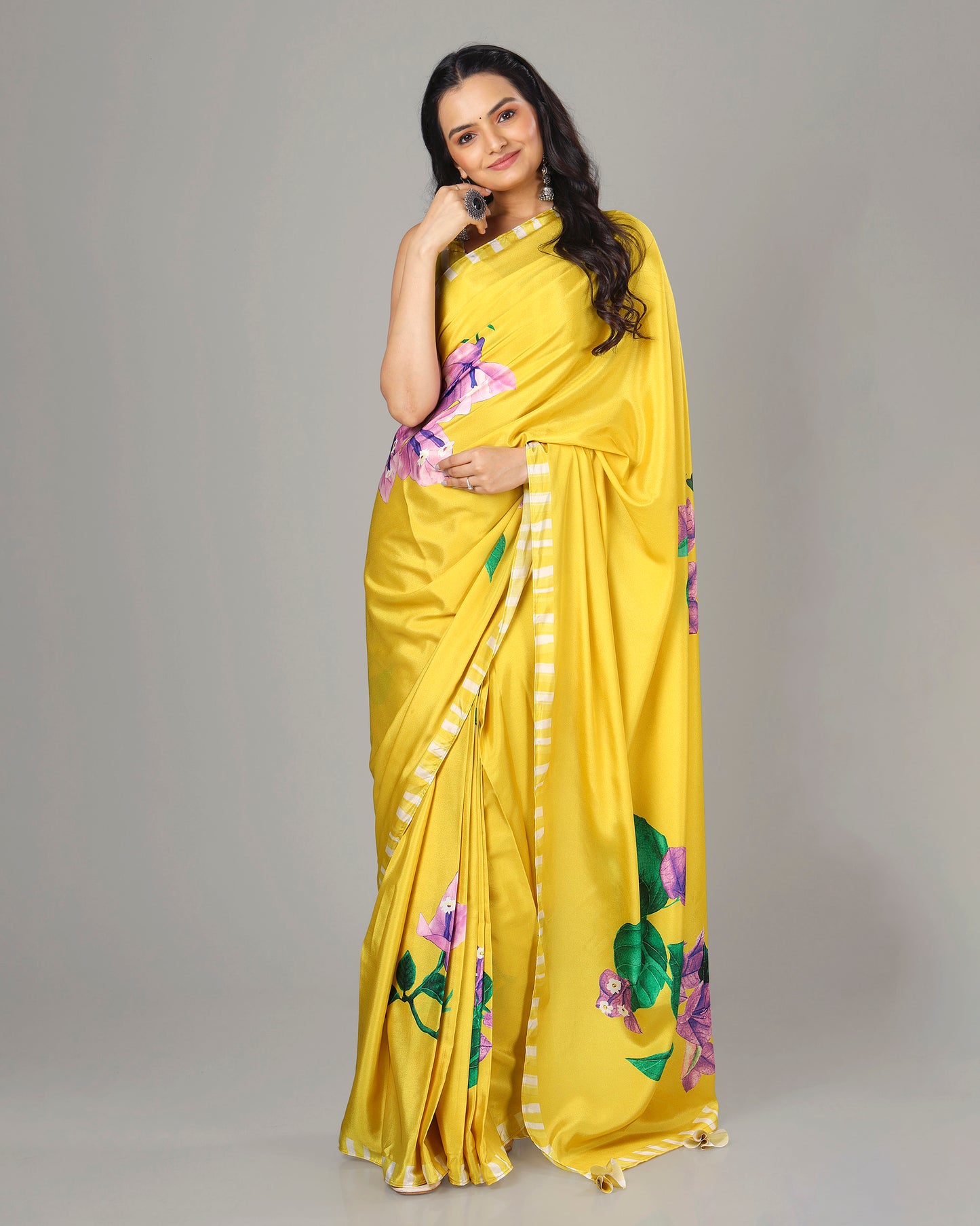 Exclusive Floral Women's Designer Bollywood Ready To Wear Saree