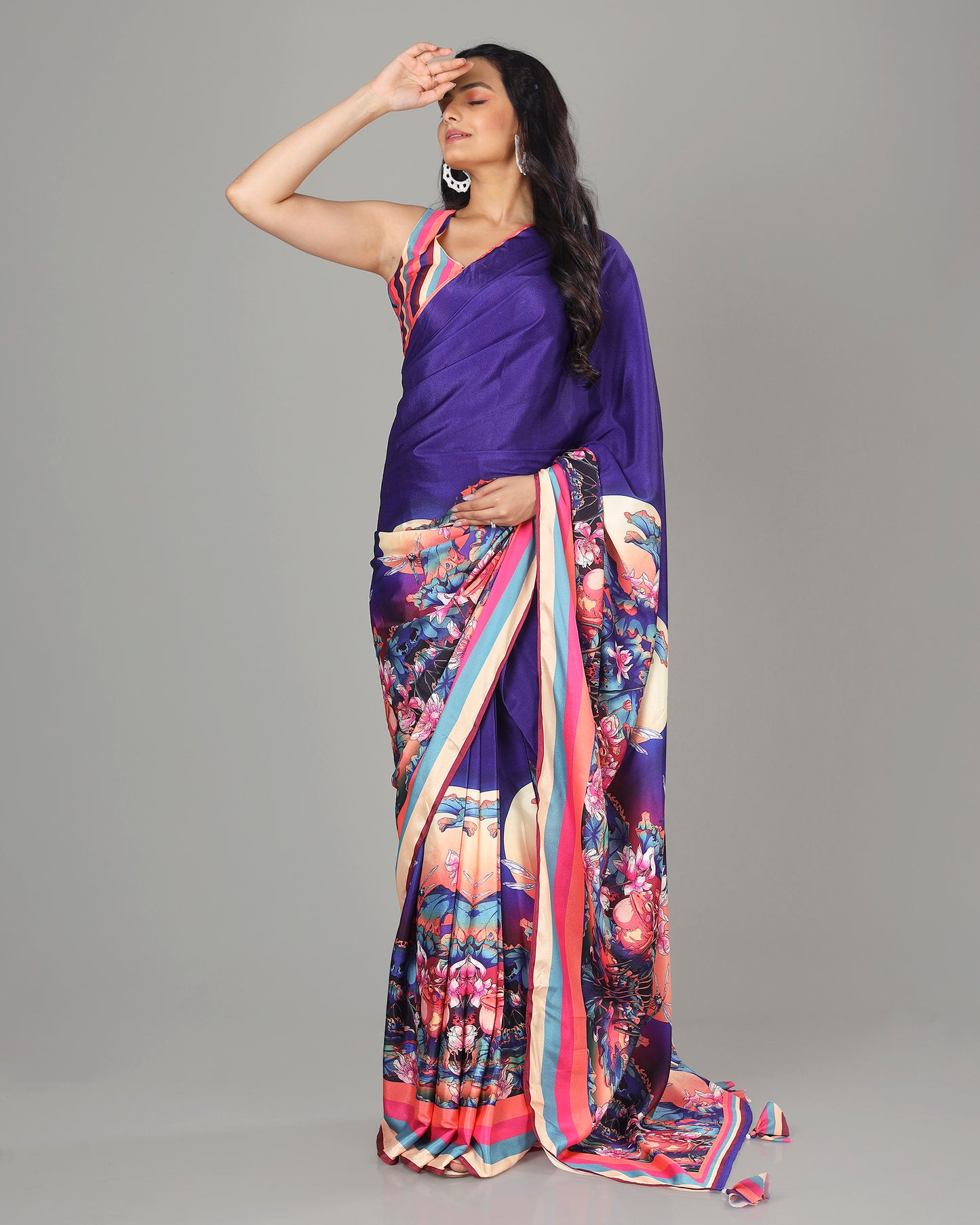 Exclusive Floral Women's Designer Bollywood Pre-Draped Saree
