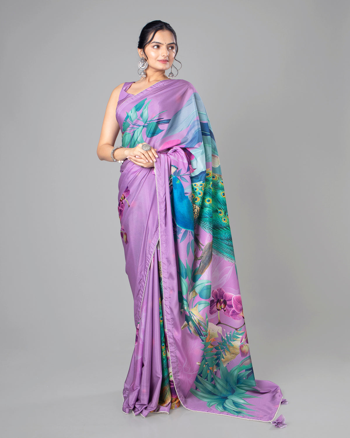 Charming Peacock Designer Silk Saree