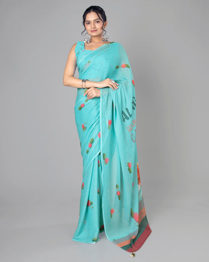 Exclusive Quirky Designer Embroidery Pre-Draped Saree