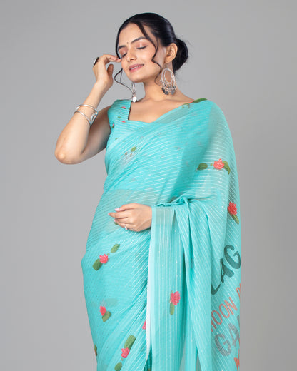 Exclusive Quirky Designer Embroidery Pre-Draped Saree