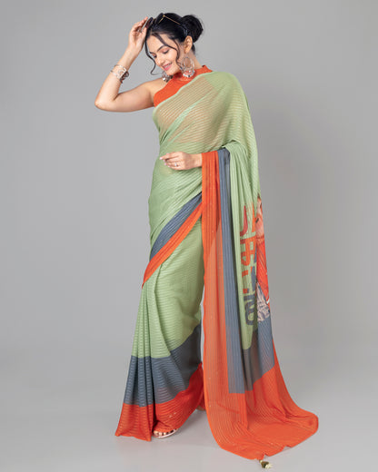 Exclusive Quirky Designer Embroidery Pre-Draped Saree